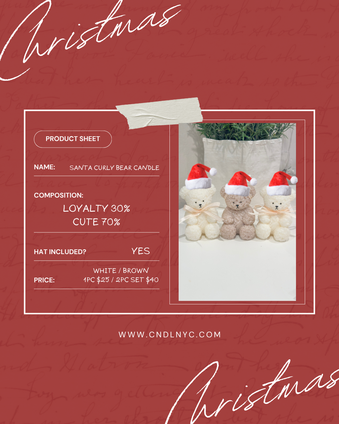 CNDLNYC | Santa Curly Bear Candle