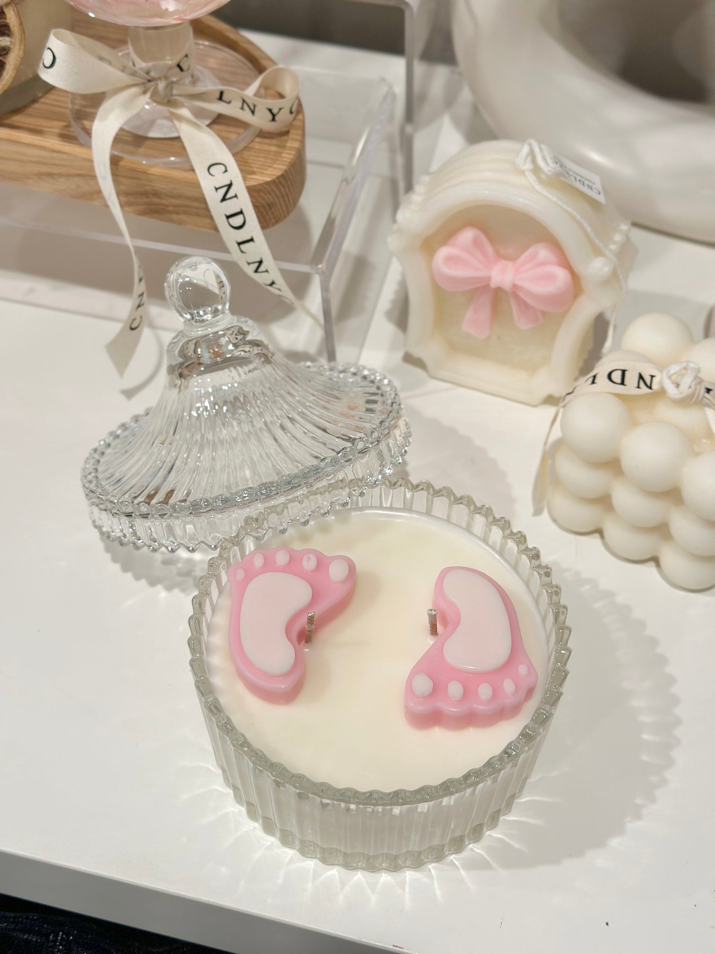 CNDLNYC | Baby Footsteps Candle - Baby Shower, Newborn Gift