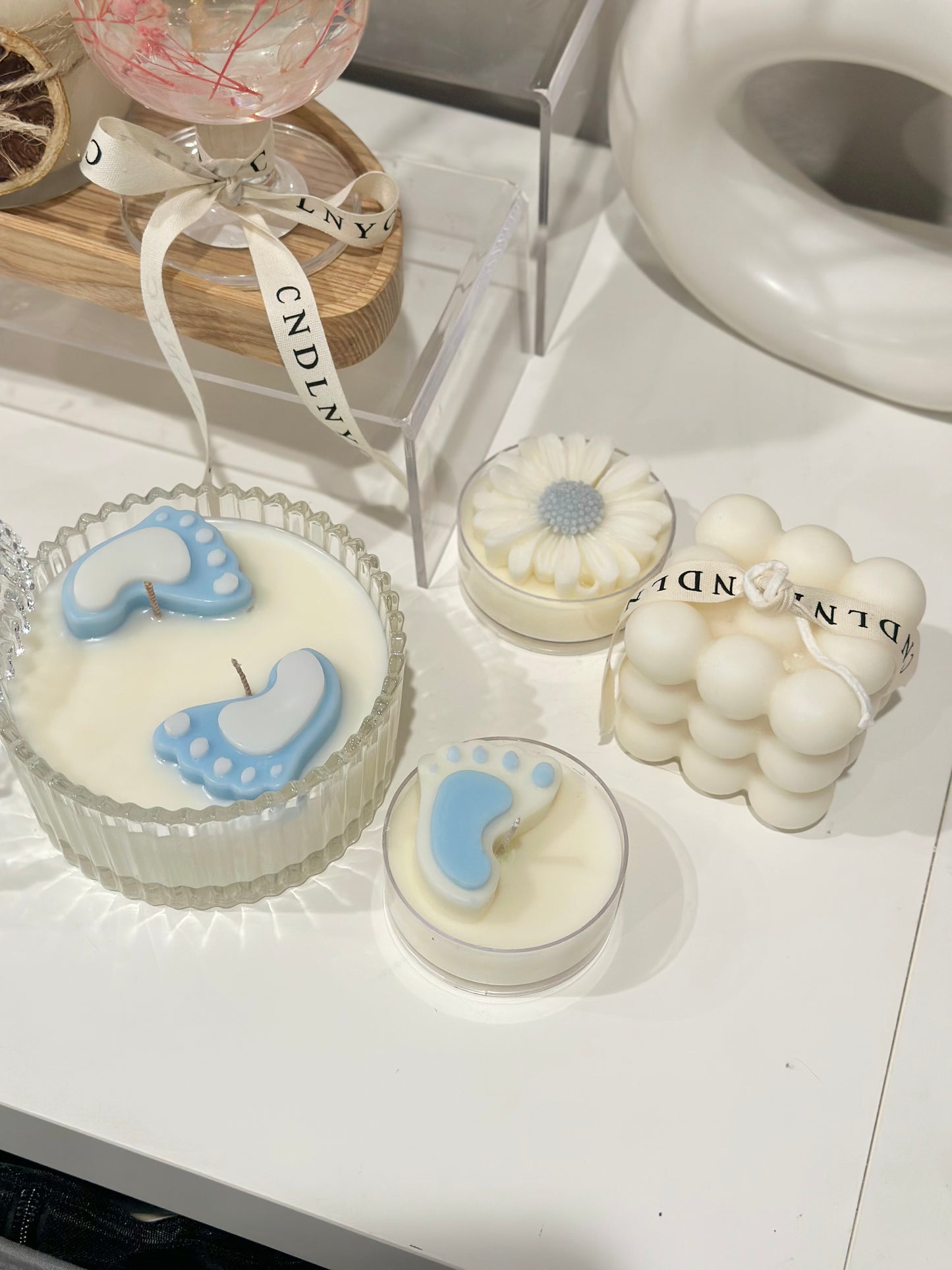 CNDLNYC | Baby Footsteps Candle - Baby Shower, Newborn Gift