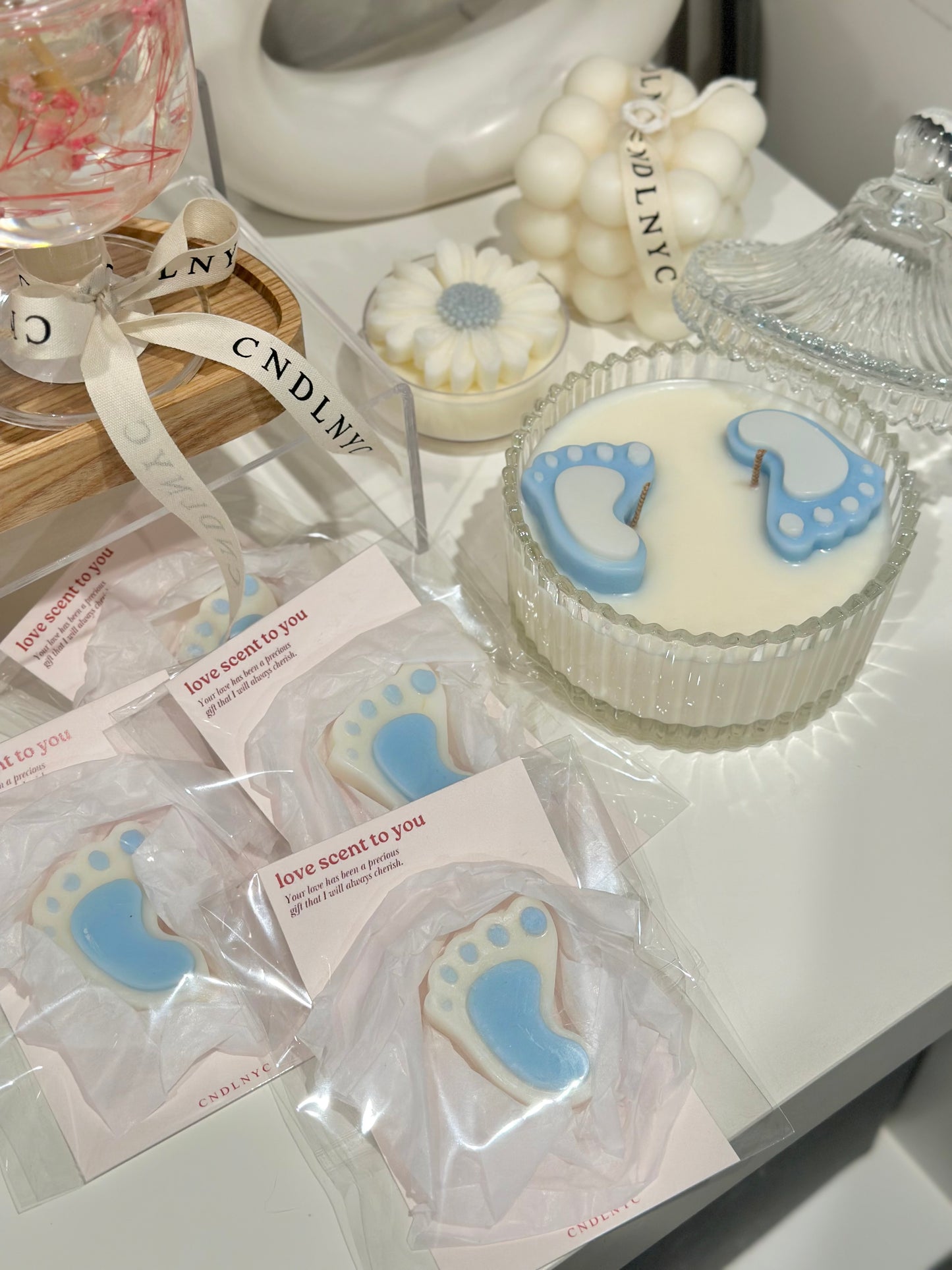 CNDLNYC | Baby Footsteps Candle - Baby Shower, Newborn Gift