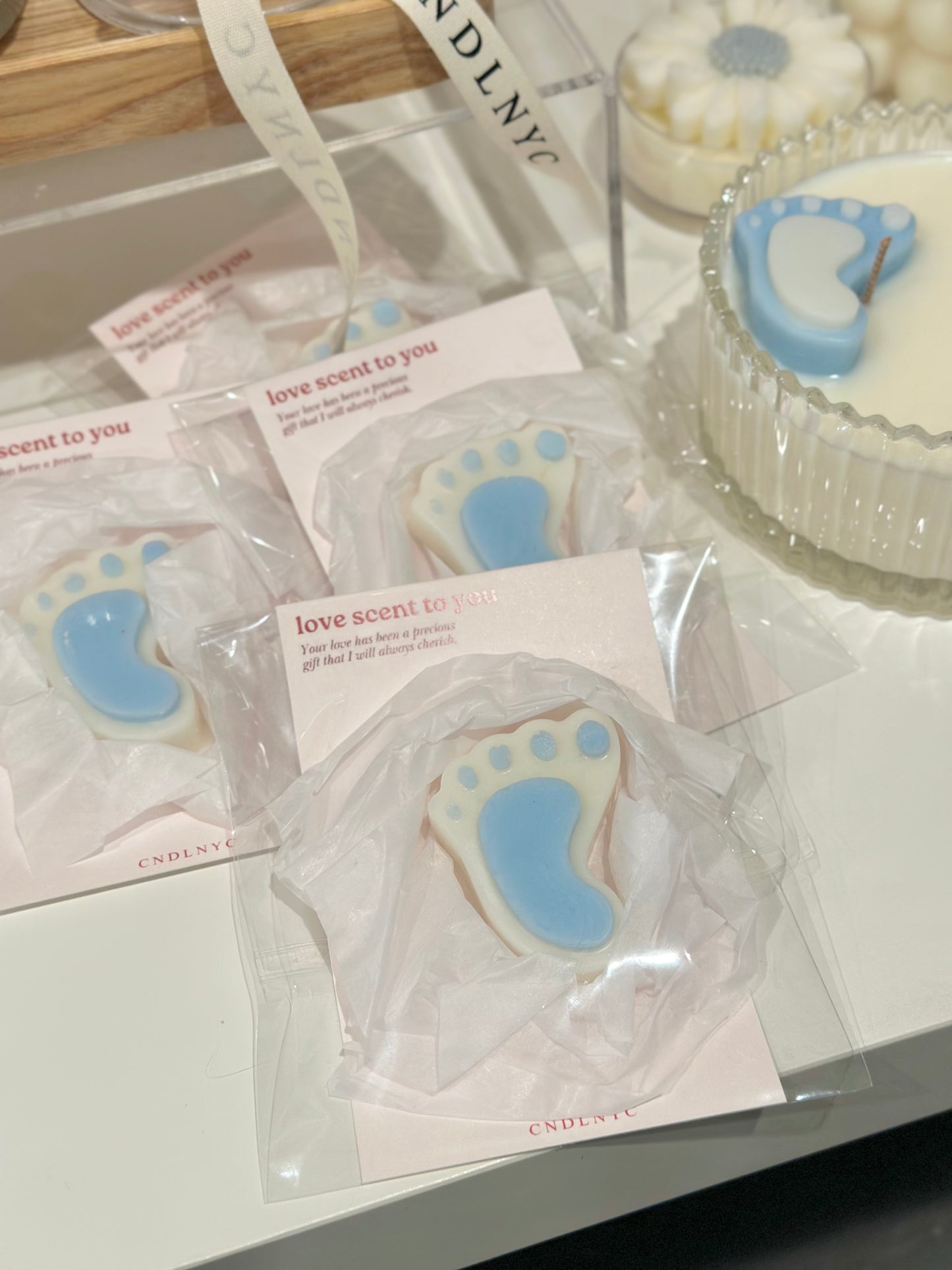 CNDLNYC | Baby Footsteps Candle - Baby Shower, Newborn Gift