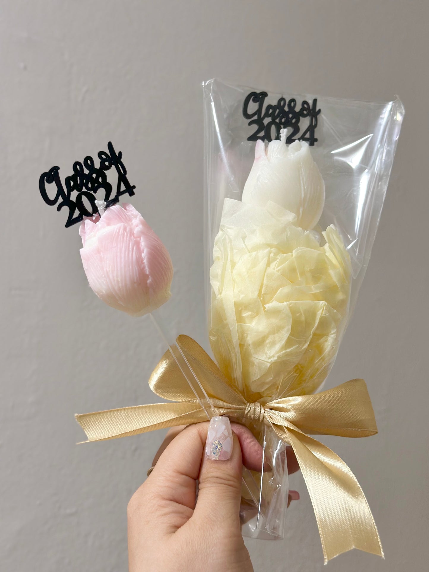 CNDLNYC | Class of 2024 Tulip Flower Candle Stick for Cake Topper - Graduation Gift