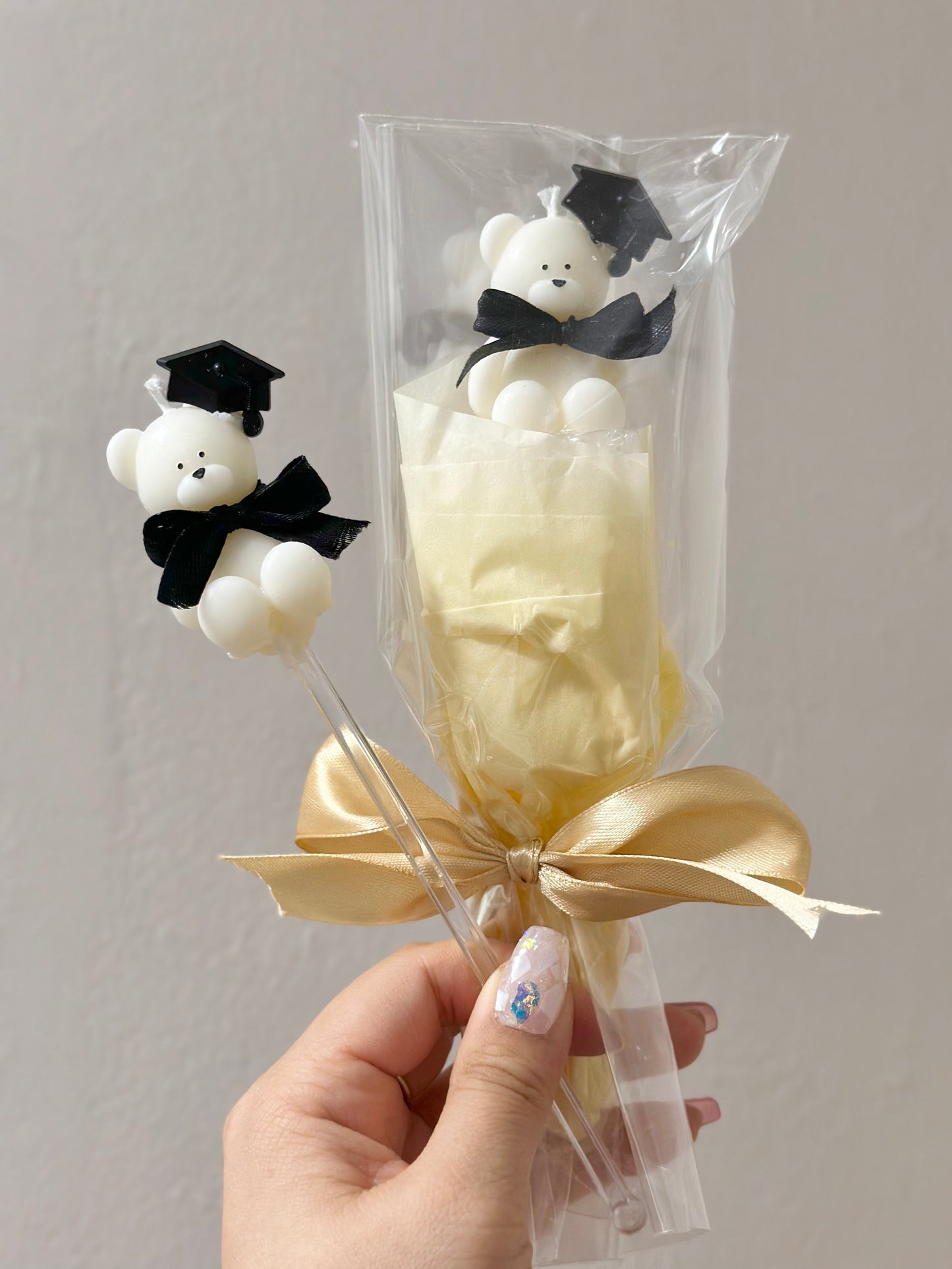 CNDLNYC | Graduation Hat Teddy Bear Candle Stick for Cake Topper - Graduation Gift