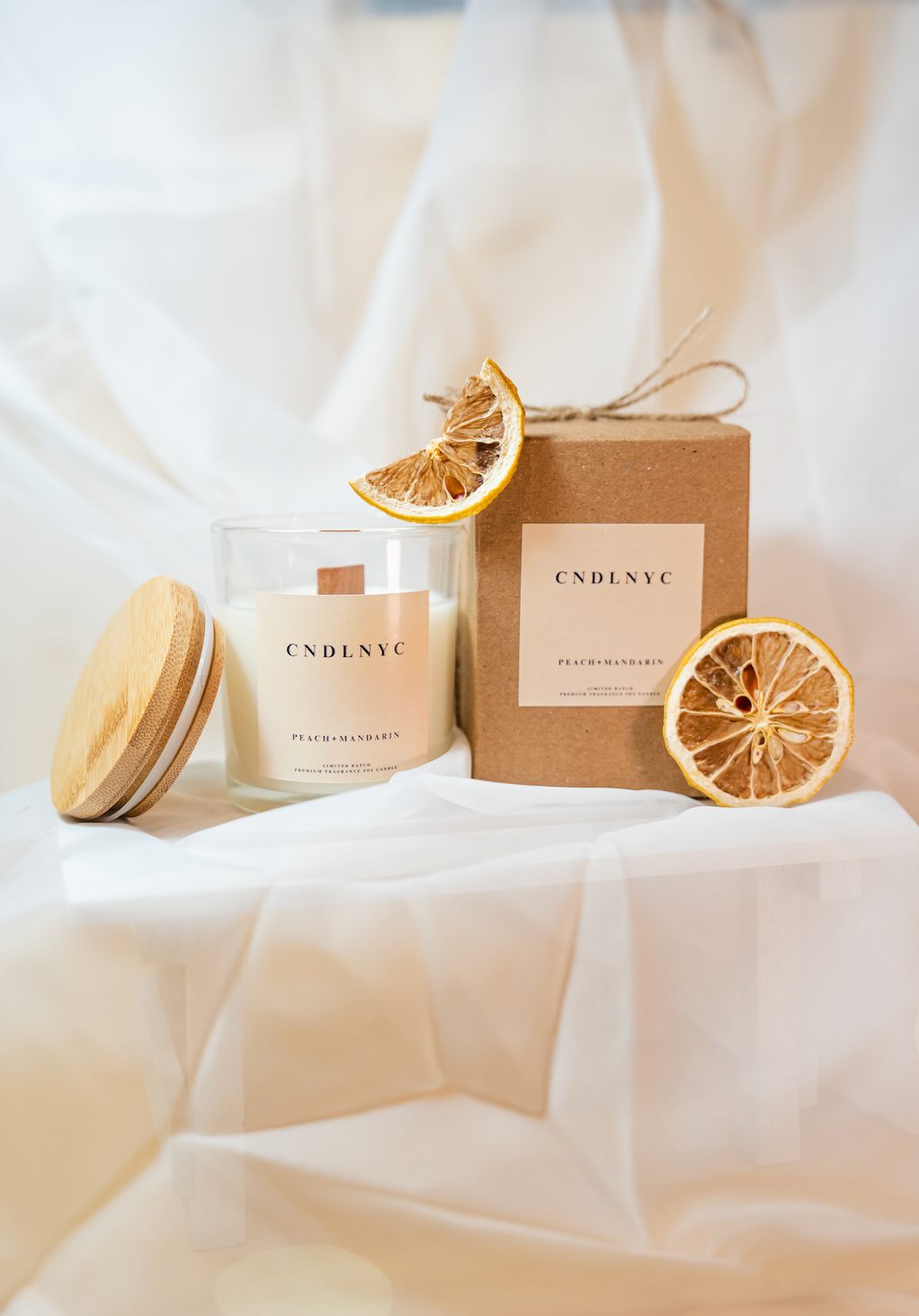 CNDLNYC | PEACH+MANDARIN Soy Candle | 8.5oz. & 4.5oz. SEASONAL