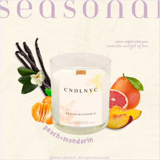 CNDLNYC | PEACH+MANDARIN Soy Candle | 8.5oz. & 4.5oz. SEASONAL